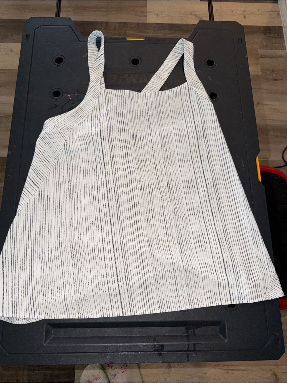 White and black striped Athleta arrival tank